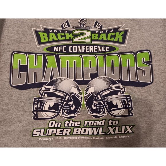 Mens Short Sleeve T Shirt Size L Seahawks NFC Conference Champions 2013 2014 - Picture 3 of 4